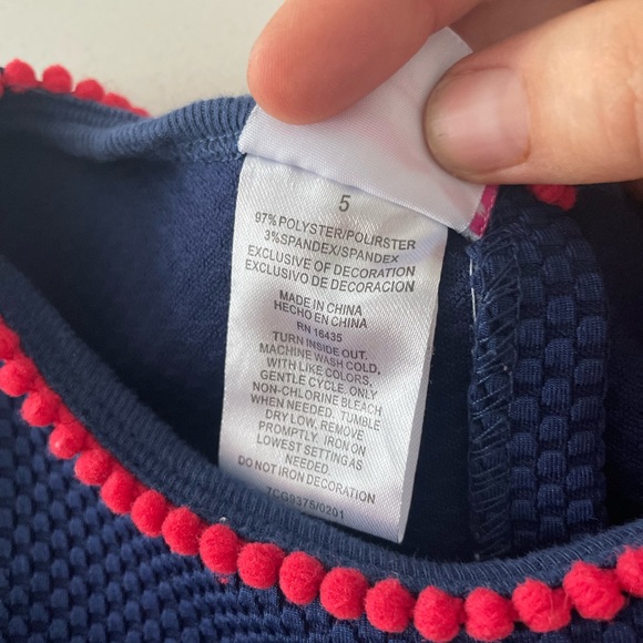 Nannette Kids Navy Embroidered Rainbow Heart Smiley Face Red Trim Top Size 5 - Picture 7 of 8